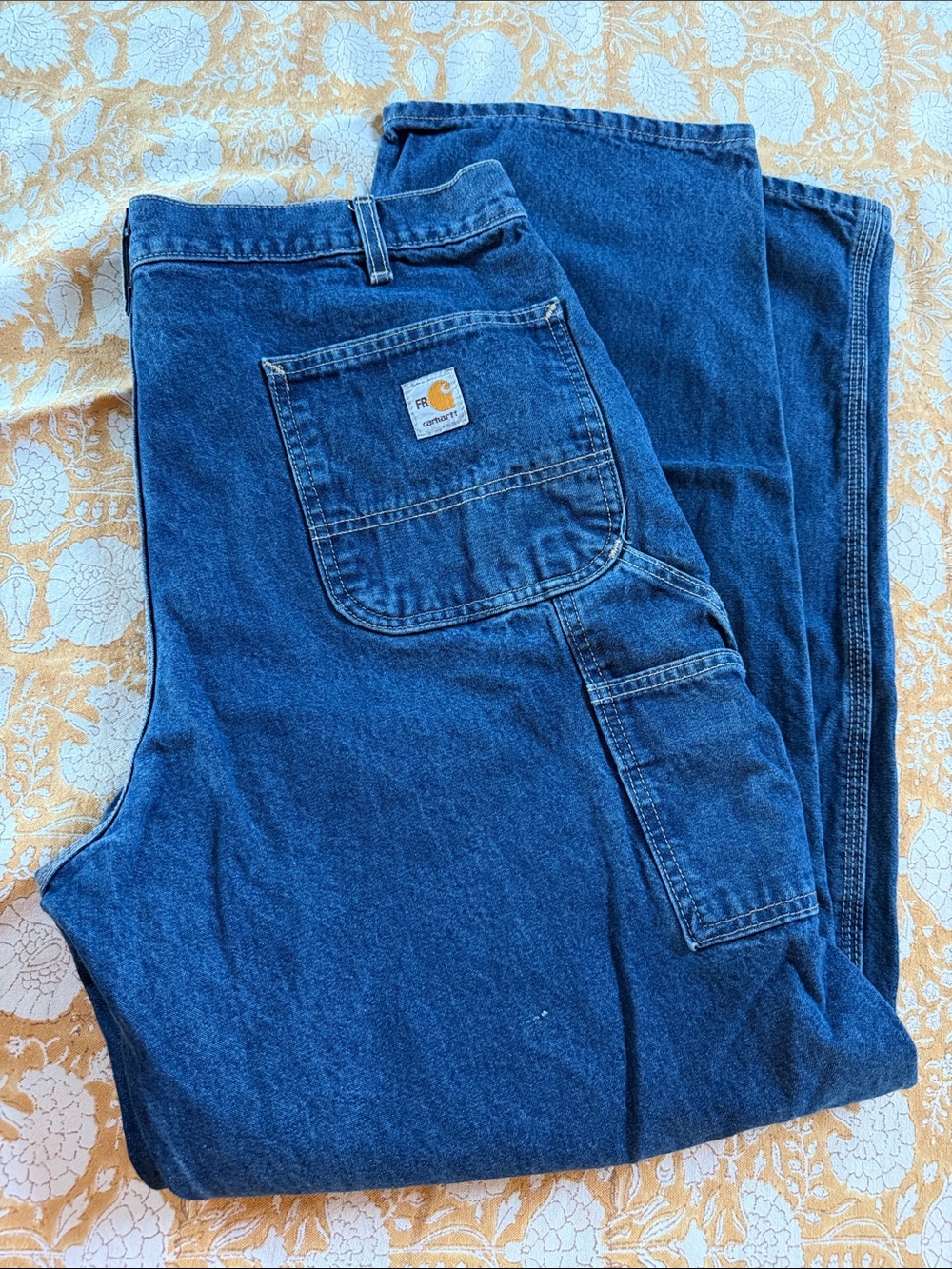 Carhartt Men's 38 x 34 flame-resistant carpenter Blue Relaxed Denim Work Jeans
